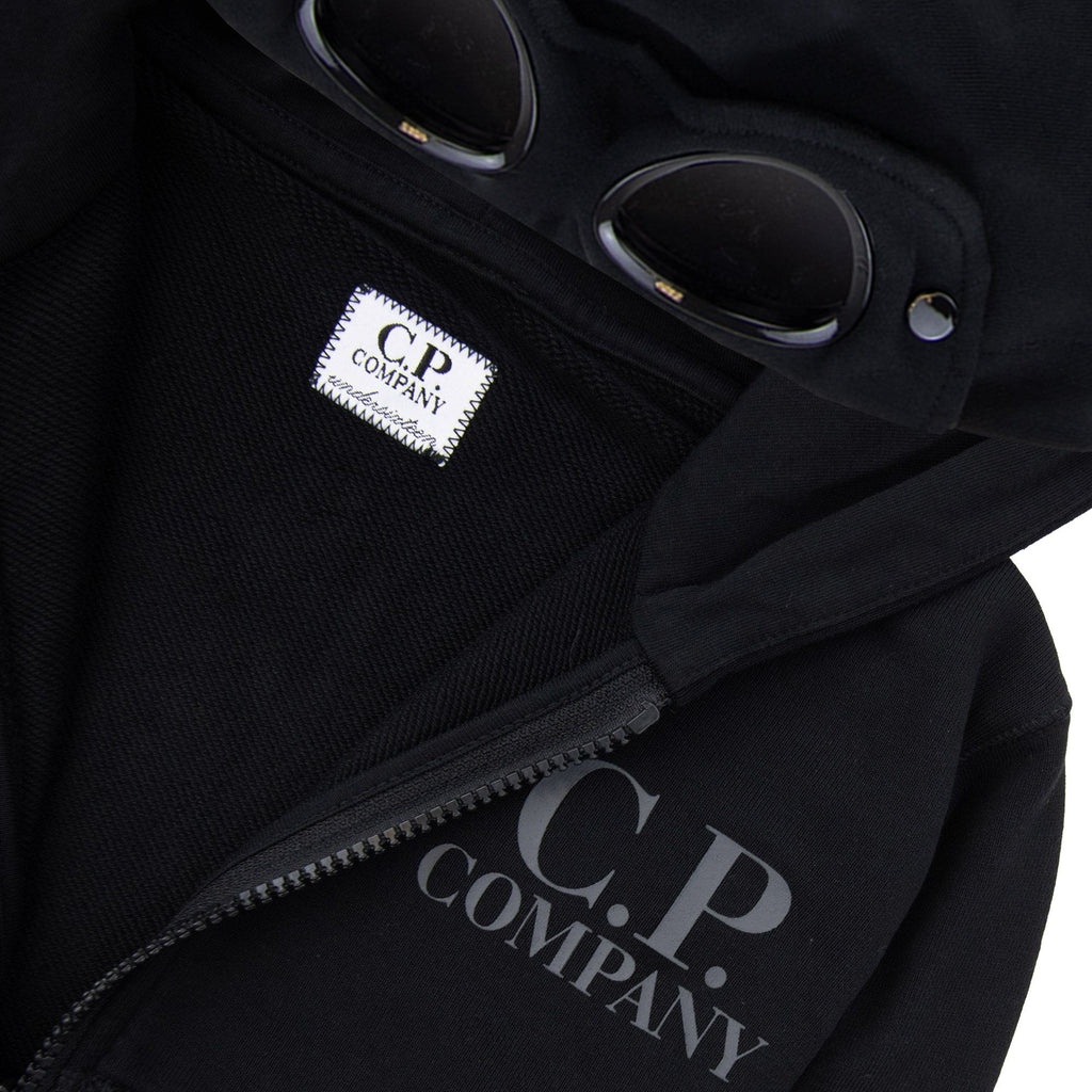 Cp Company Undersixteen U16 Diagonal Fleece Goggle Hooded Sweatshirt Black 999