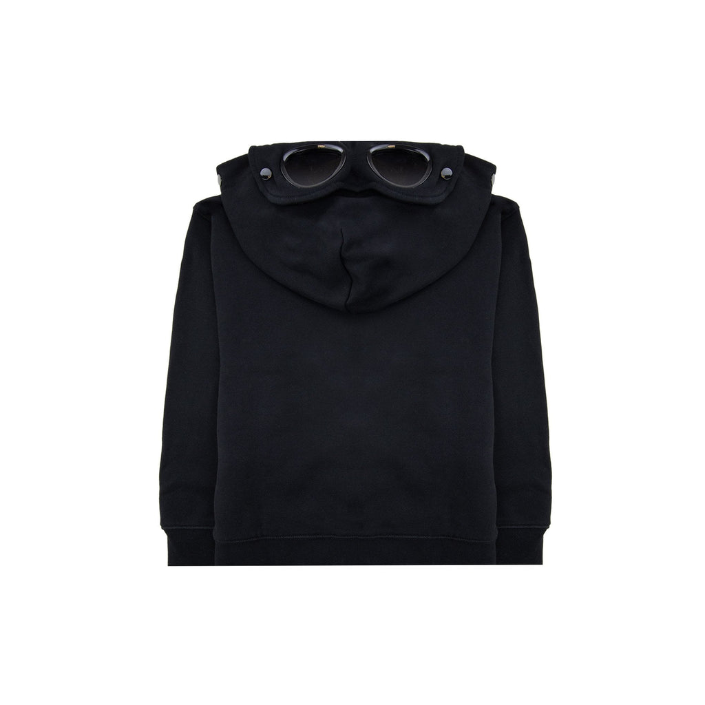 Cp Company Undersixteen U16 Diagonal Fleece Goggle Hooded Sweatshirt Black 999