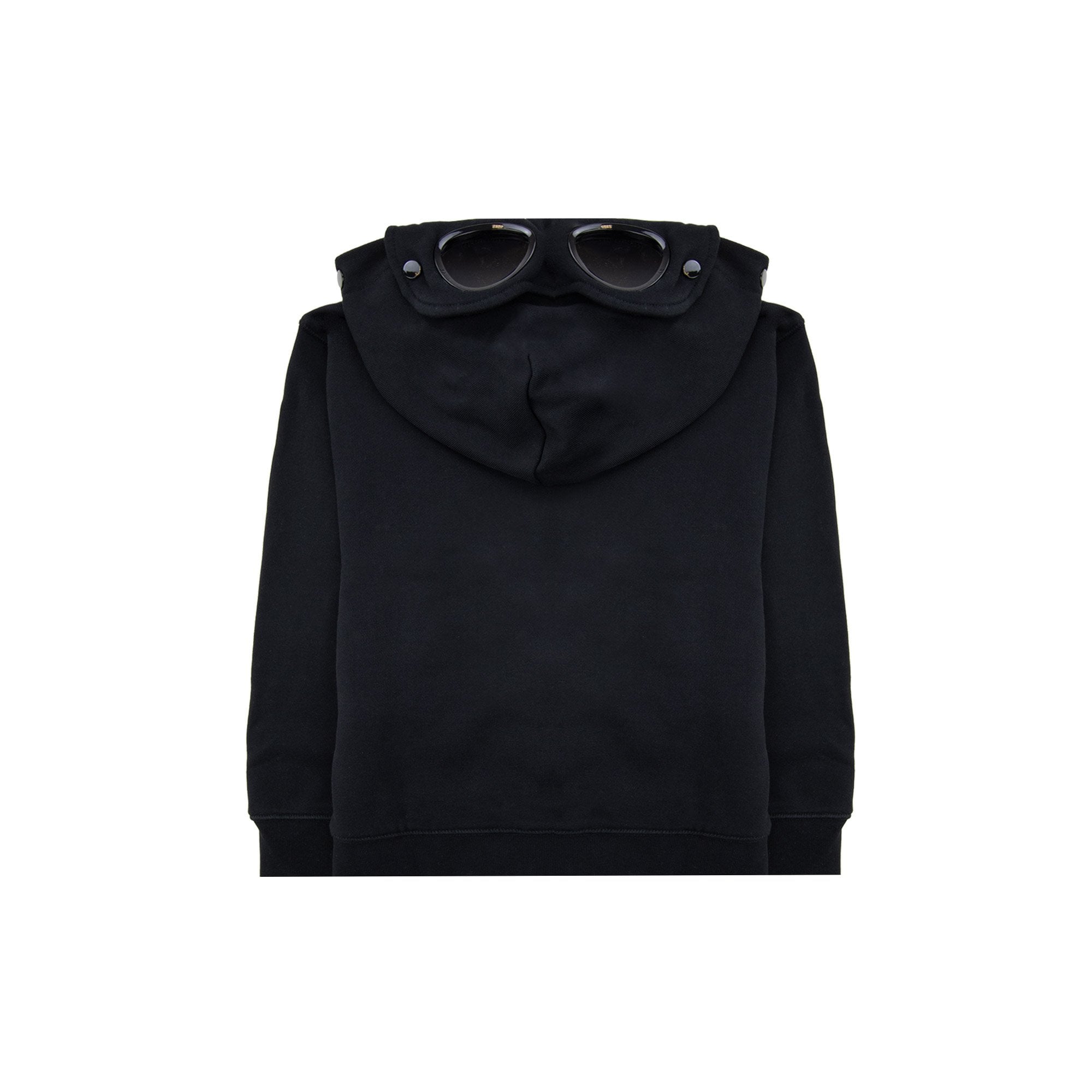 Cp Company Undersixteen U16 Diagonal Fleece Goggle Hooded Sweatshirt Black 999