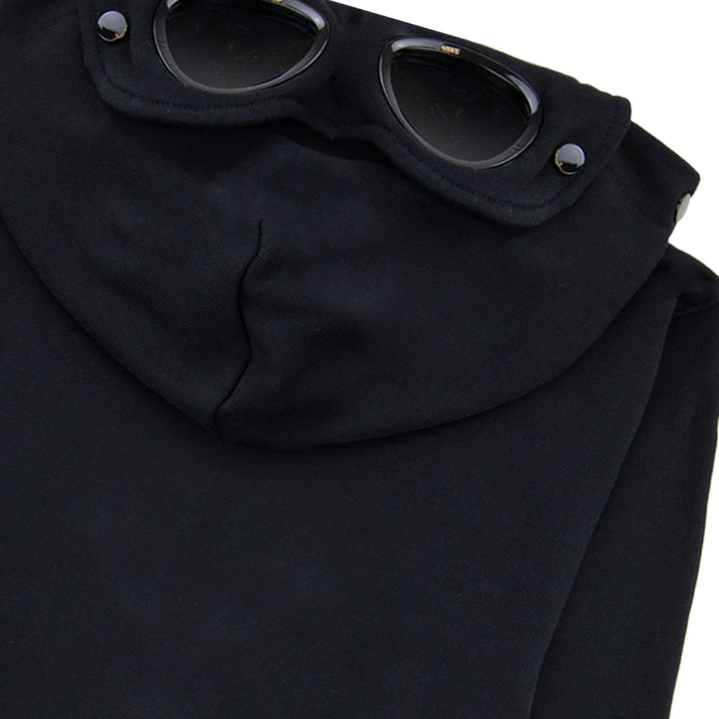 Cp Company Undersixteen U16 Diagonal Fleece Goggle Hooded Sweatshirt Black 999
