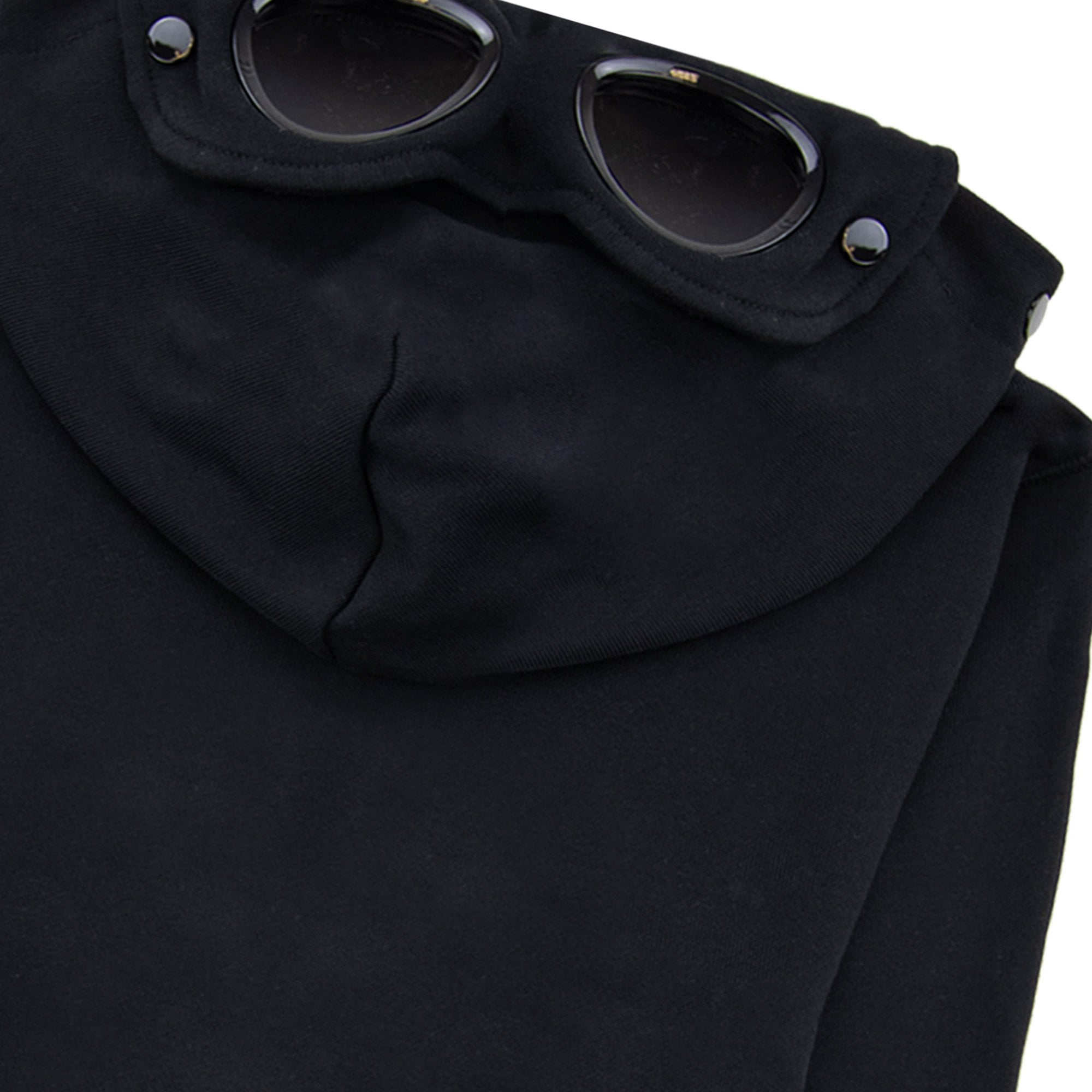 Cp Company Undersixteen U16 Diagonal Fleece Goggle Hooded Sweatshirt Black 999