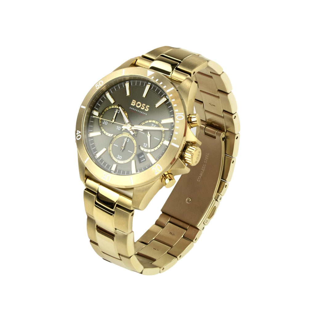 Hugo Boss Lux Troper Gold Tone Chronograph Watch Gold
