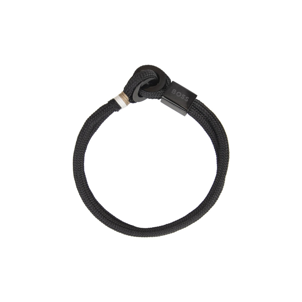Hugo Boss Thad Sport Nylon Black Cord Bracelet Black