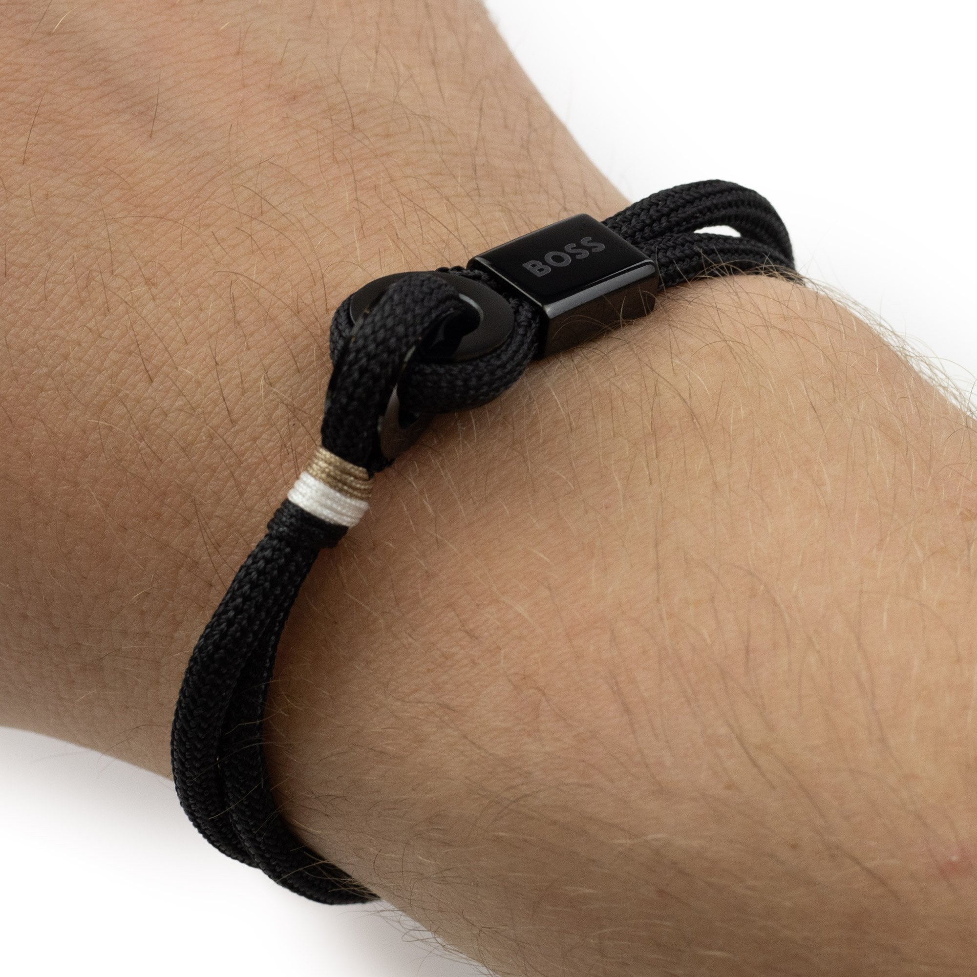 Hugo Boss Thad Sport Nylon Black Cord Bracelet Black