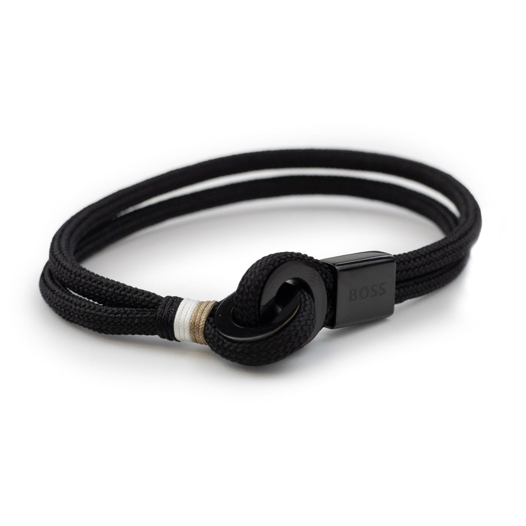 Hugo Boss Thad Sport Nylon Black Cord Bracelet Black