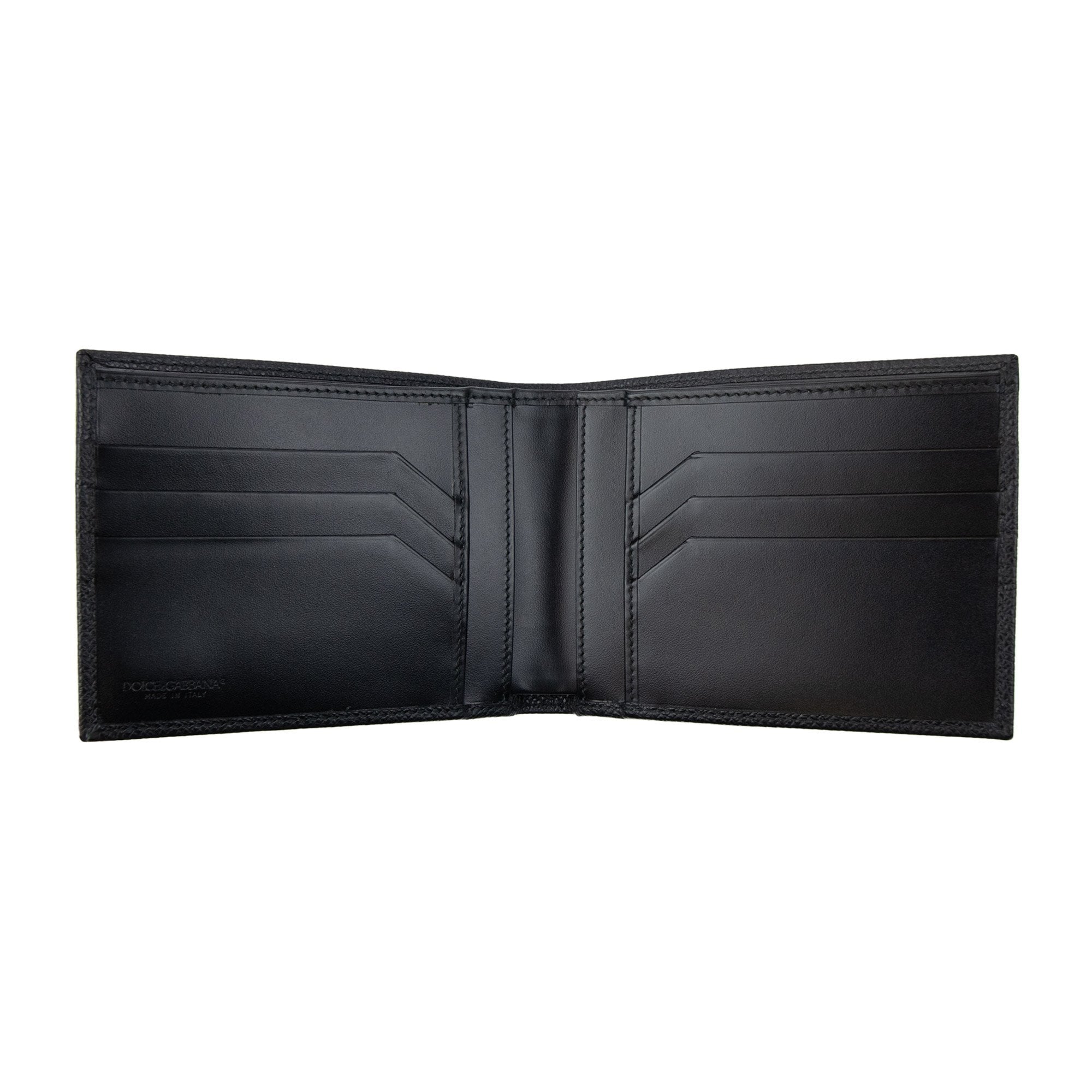 Dolce & Gabbana Metal Logo Calfskin Leather Wallet Black