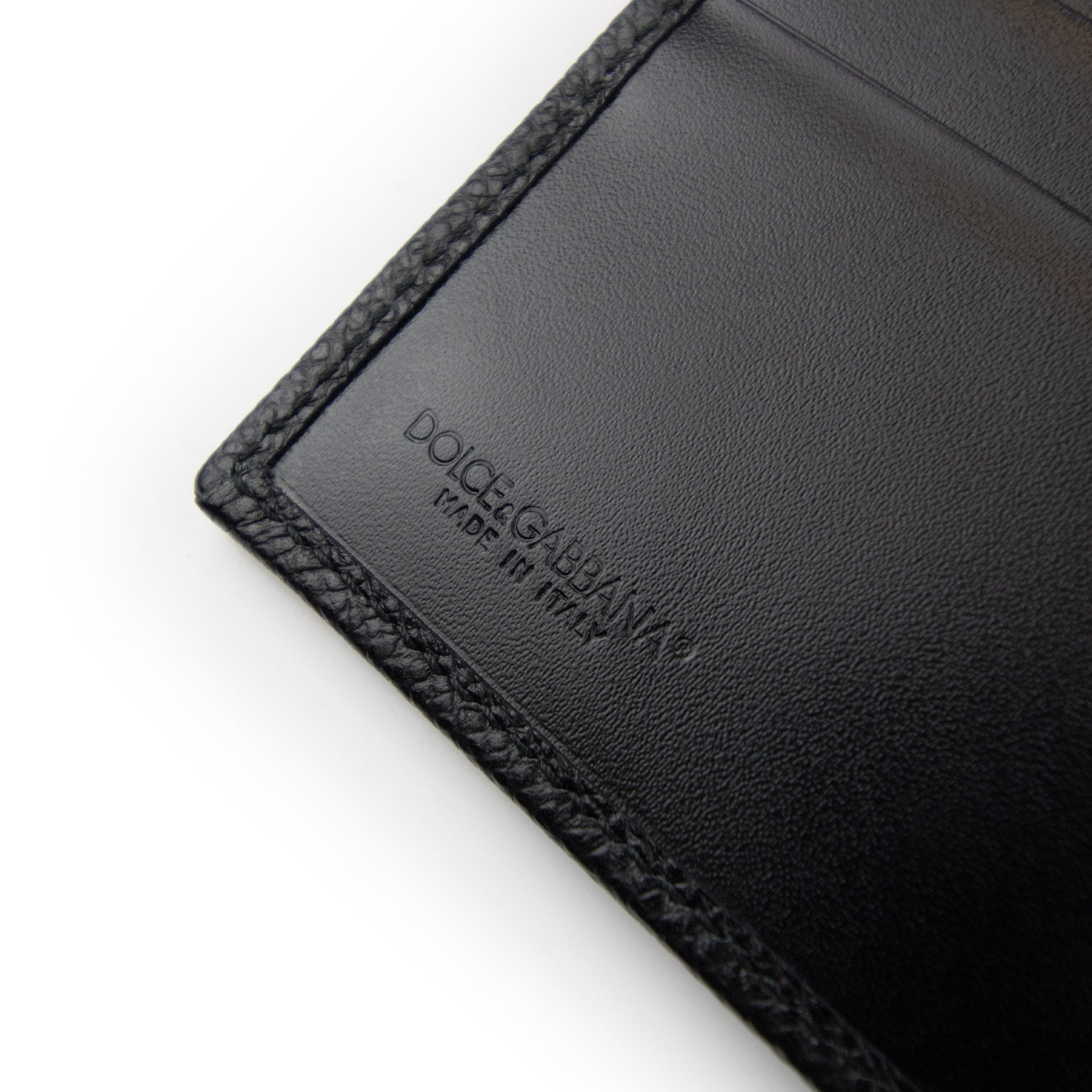 Dolce & Gabbana Metal Logo Calfskin Leather Wallet Black