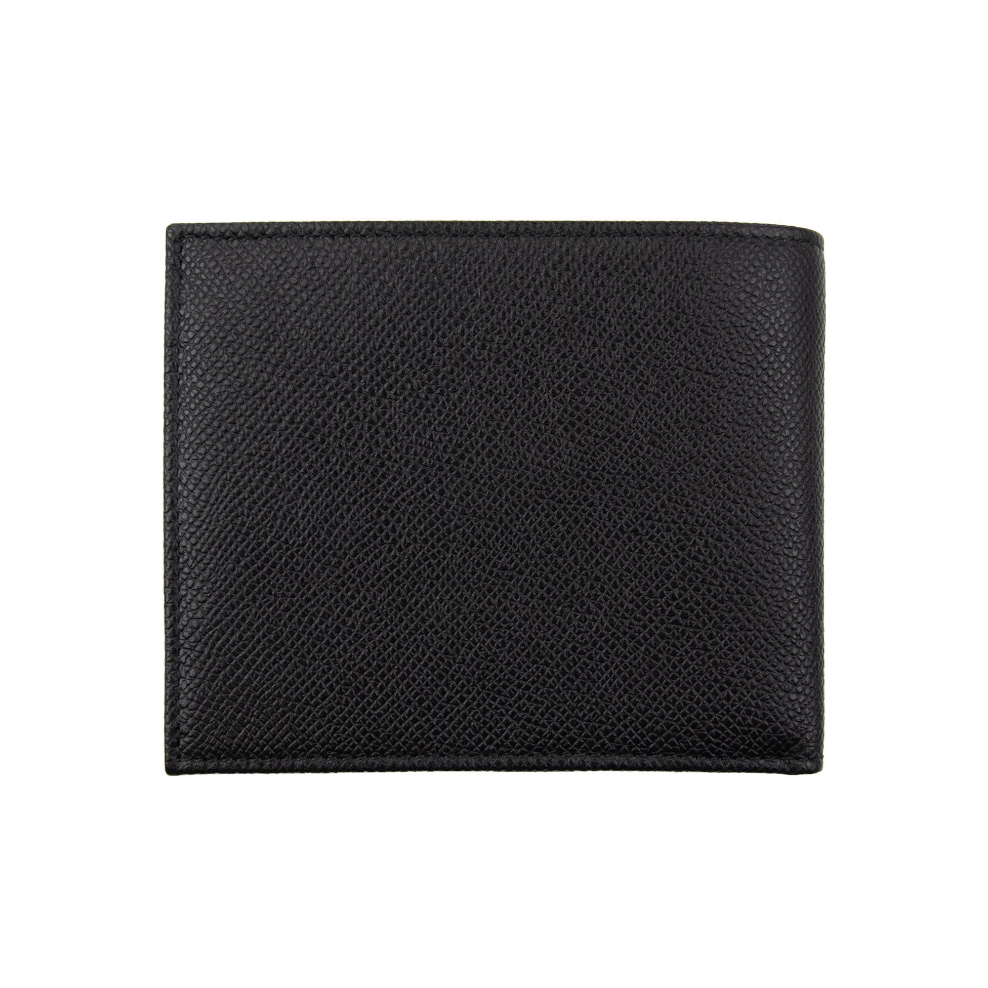 Dolce & Gabbana Metal Logo Calfskin Leather Wallet Black
