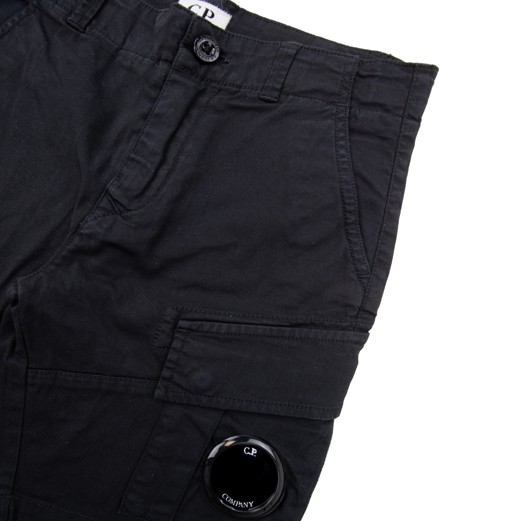 Cp Company Undersixteen U16 Stretch Satten Lens Cargo Shorts Black 999