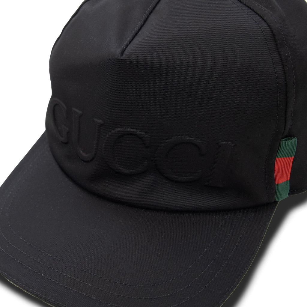 Gucci Nylon Baseball Hat With Gucci Logo Black