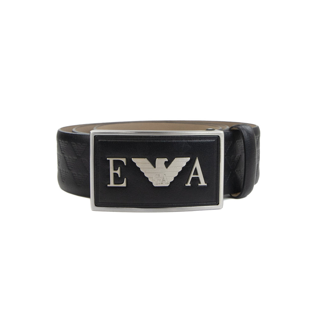 Emporio Armani Genuine Leather Eagle Print Belt Nero