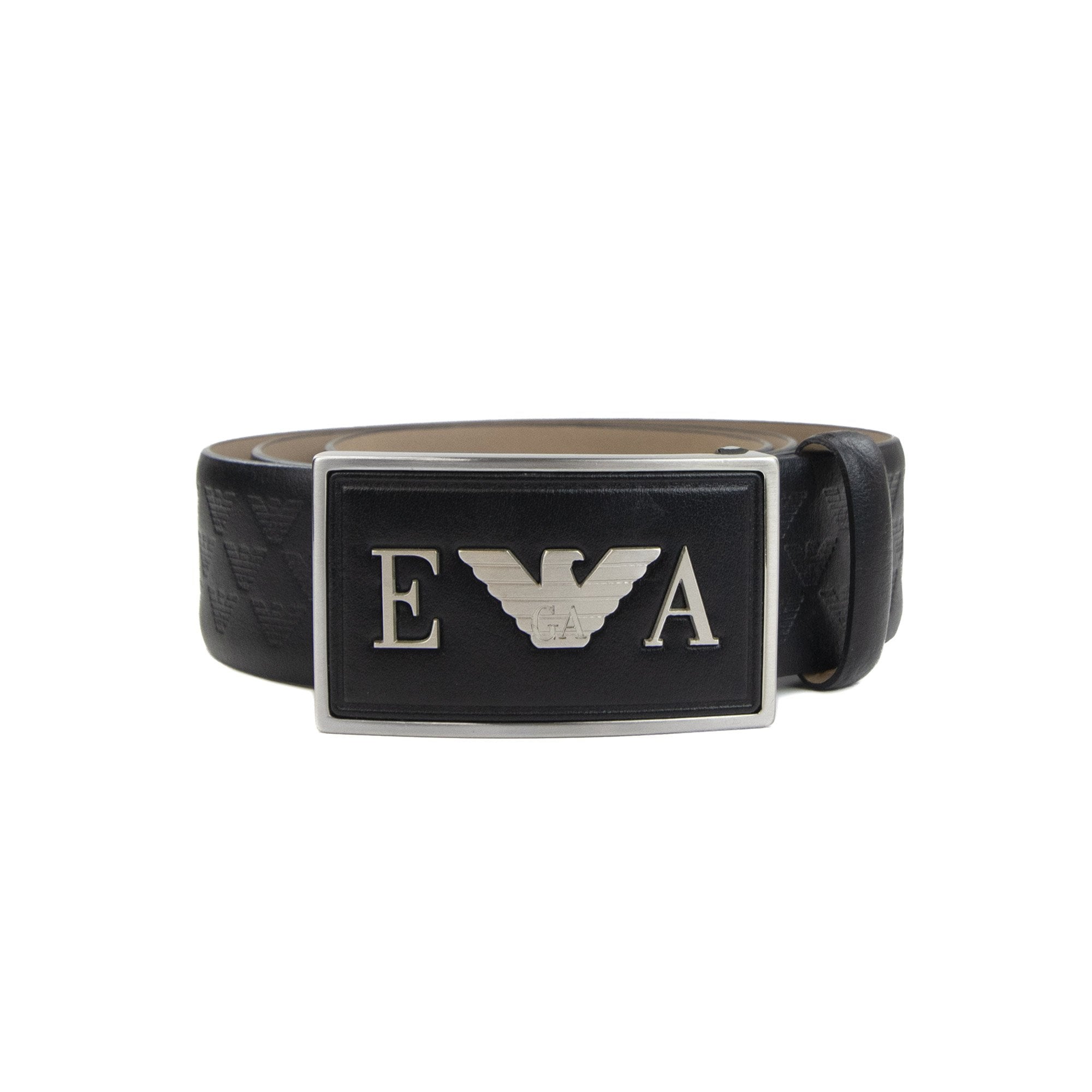 Emporio Armani Genuine Leather Eagle Print Belt Nero