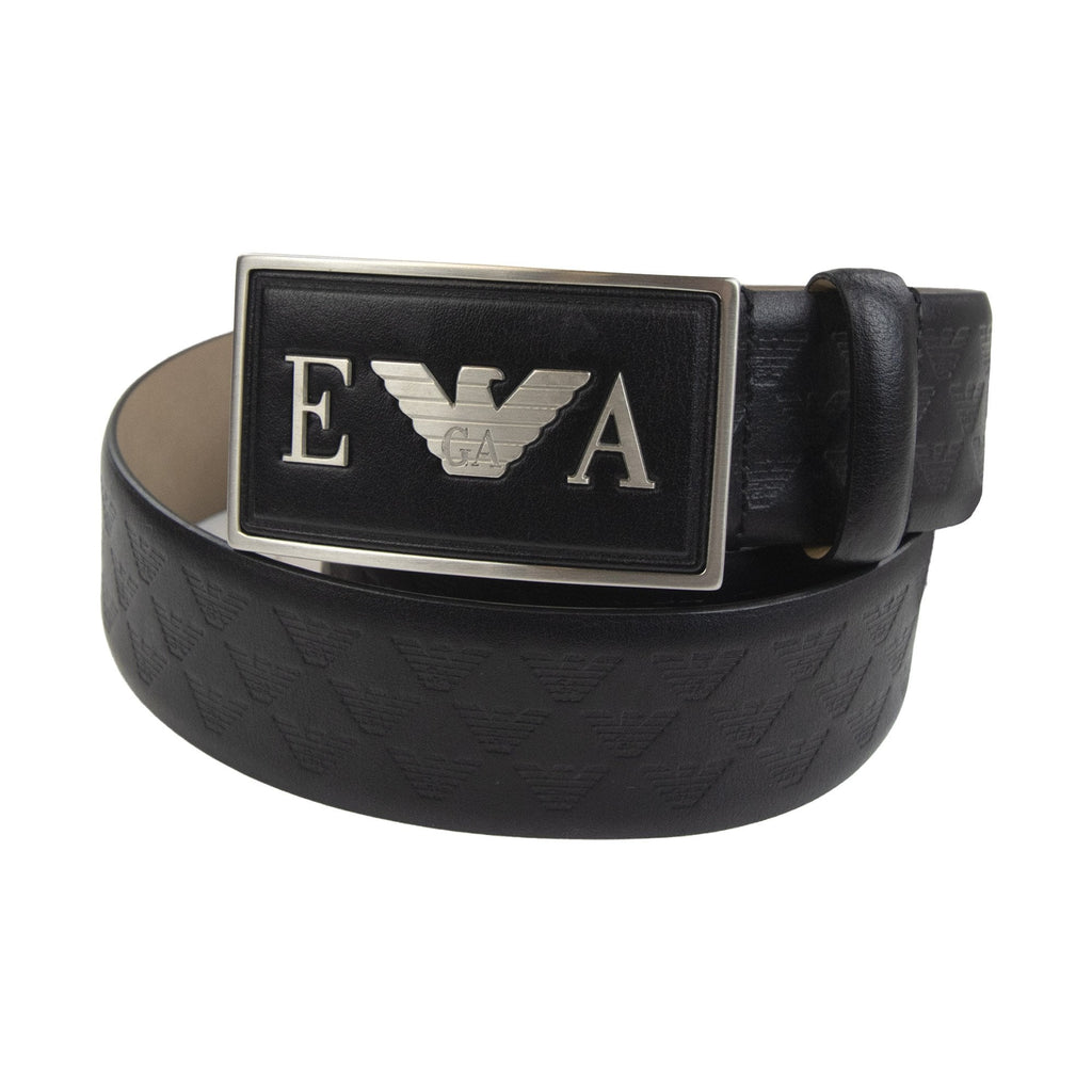 Emporio Armani Genuine Leather Eagle Print Belt Nero