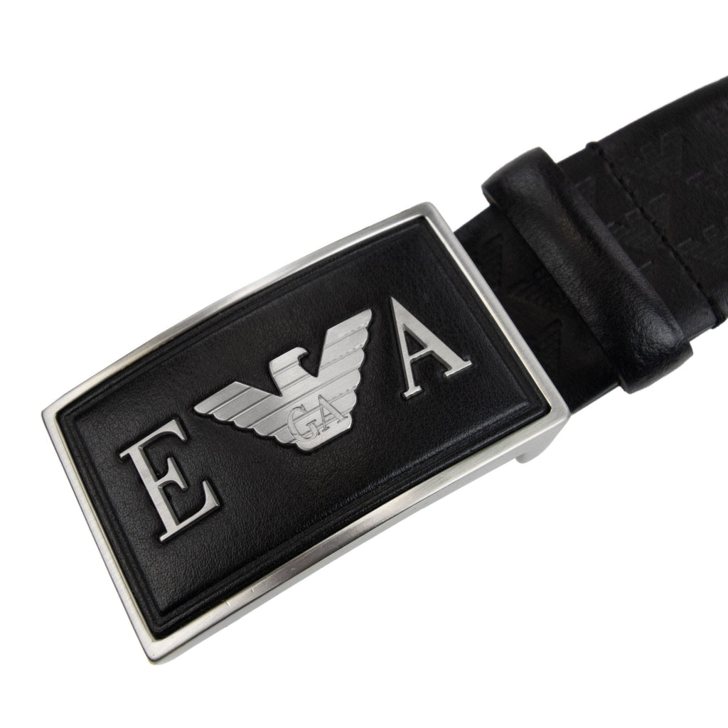 Emporio Armani Genuine Leather Eagle Print Belt Nero