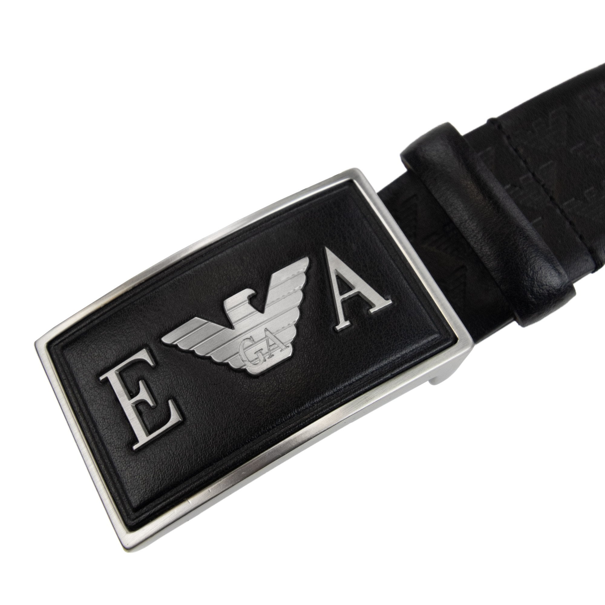 Emporio Armani Genuine Leather Eagle Print Belt Nero