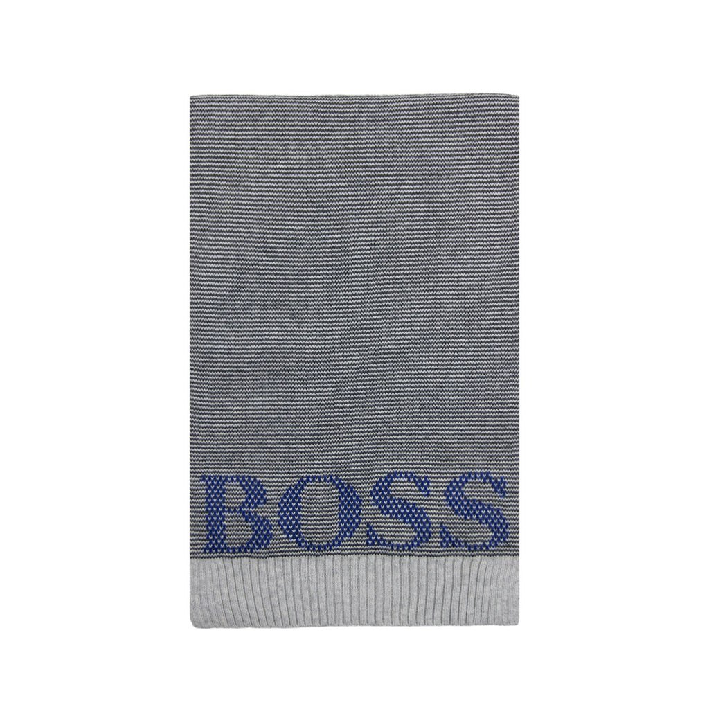 Hugo Boss Logo Knitted Scarf Grey