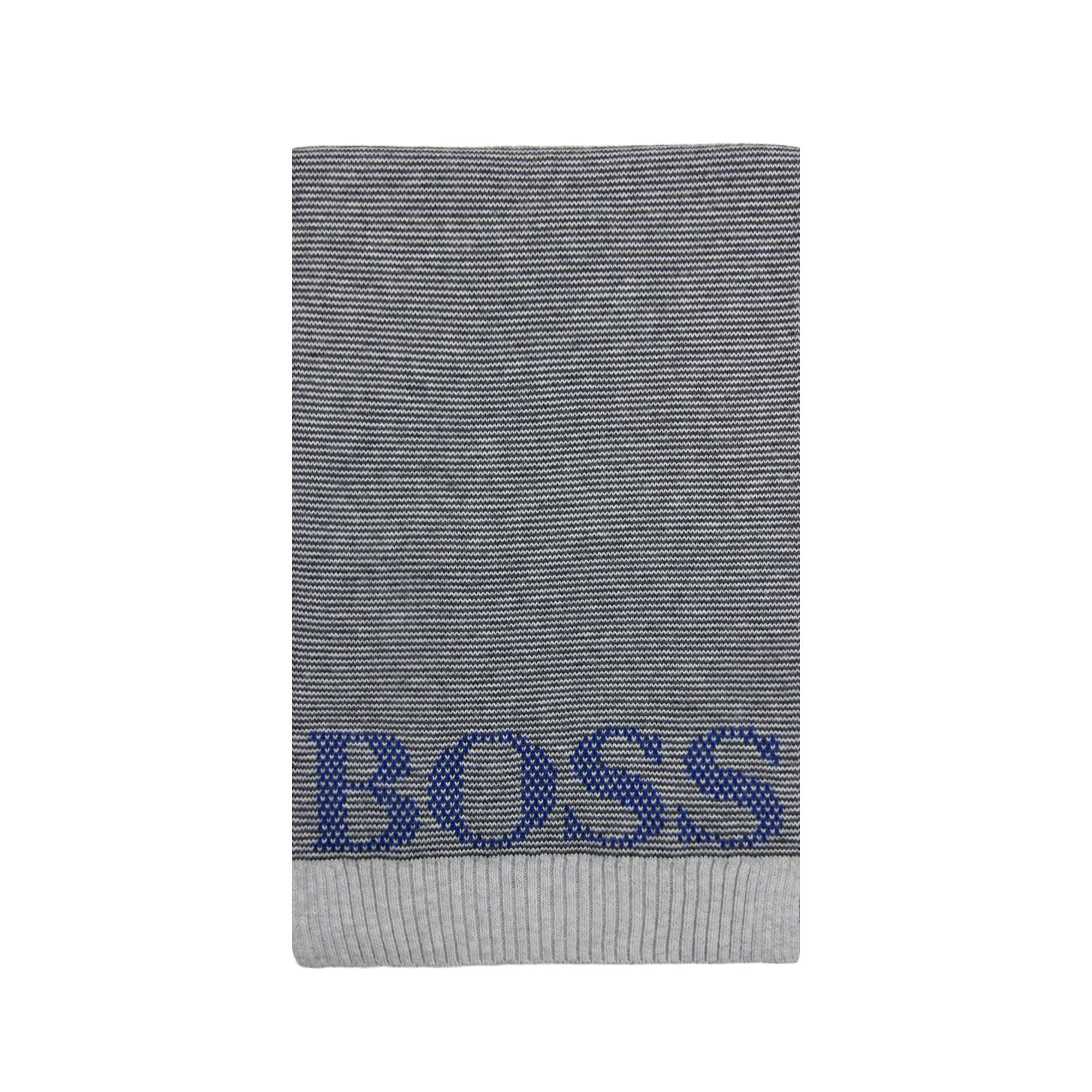 Hugo Boss Logo Knitted Scarf Grey