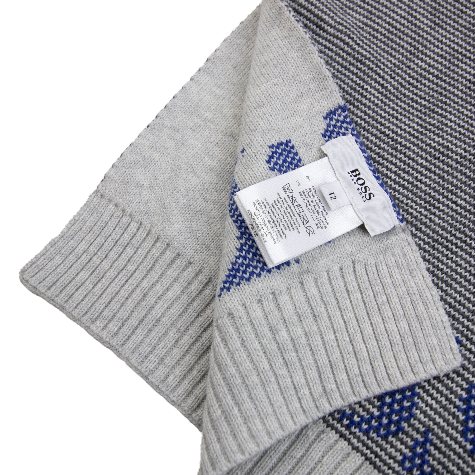 Hugo Boss Logo Knitted Scarf Grey
