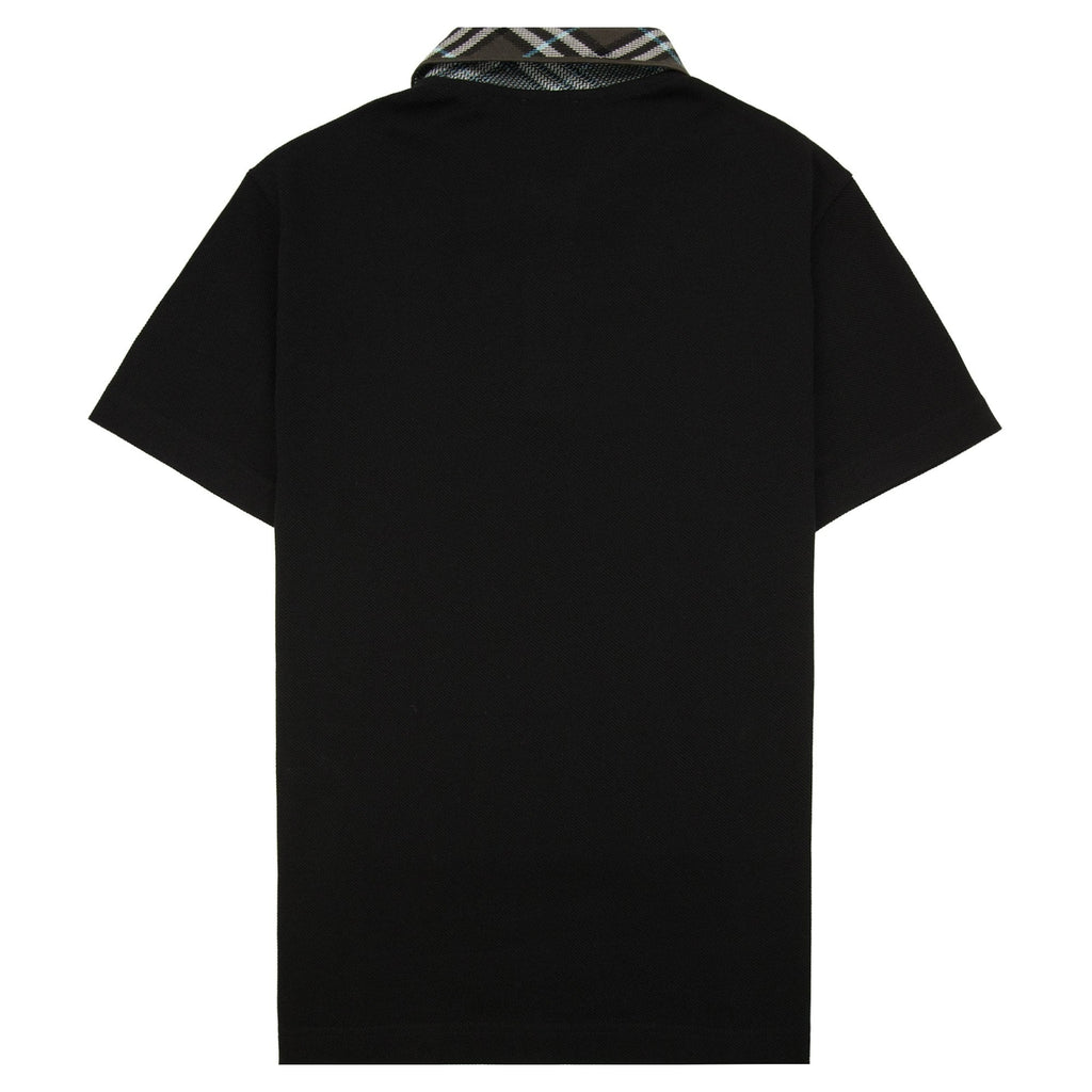 Burberry Check Collar Polo Shirt Black