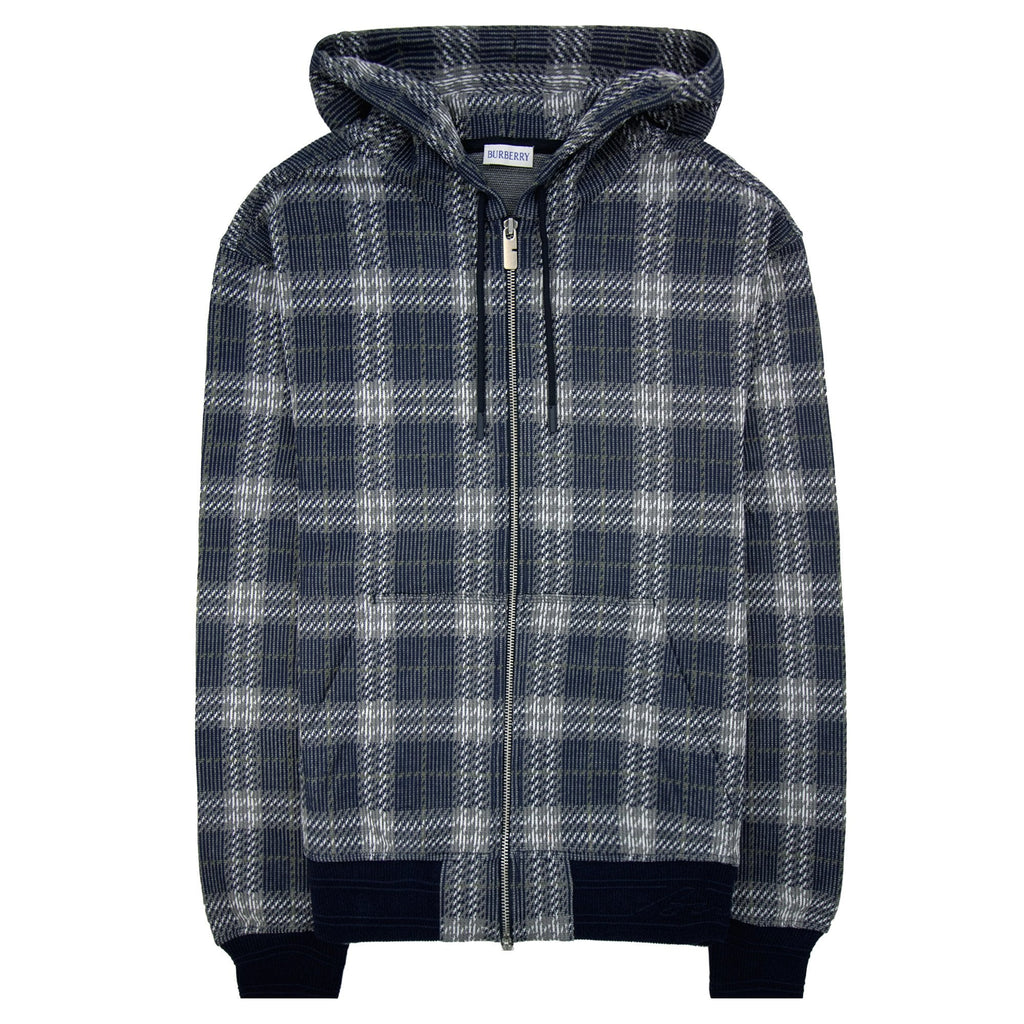 Burberry Check Zip Drawstring Hoodie Indigo Ip Check