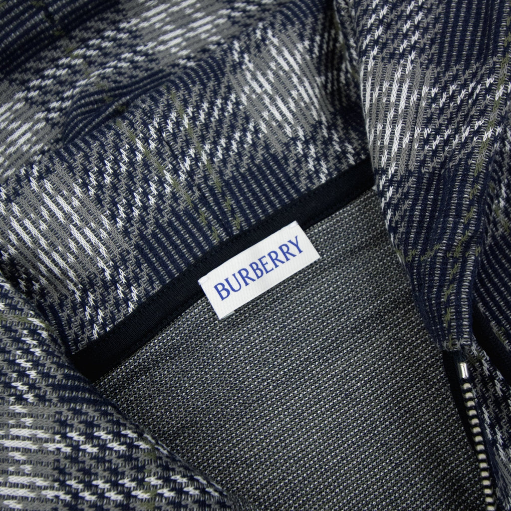 Burberry Check Zip Drawstring Hoodie Indigo Ip Check