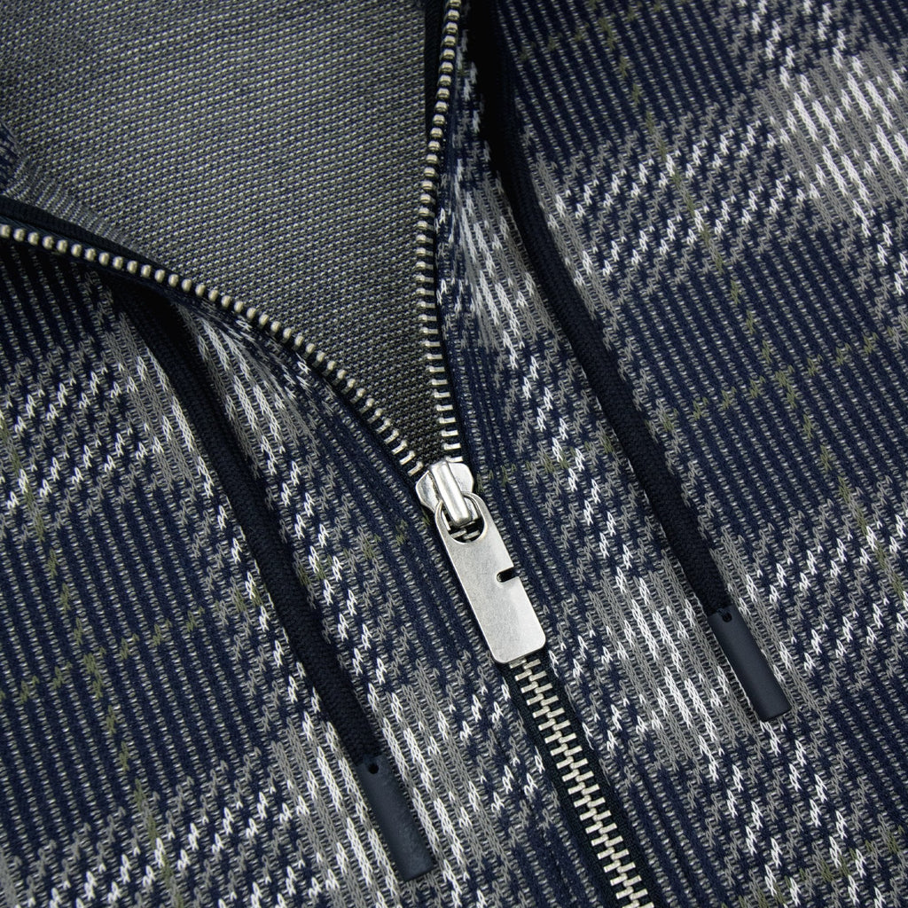 Burberry Check Zip Drawstring Hoodie Indigo Ip Check