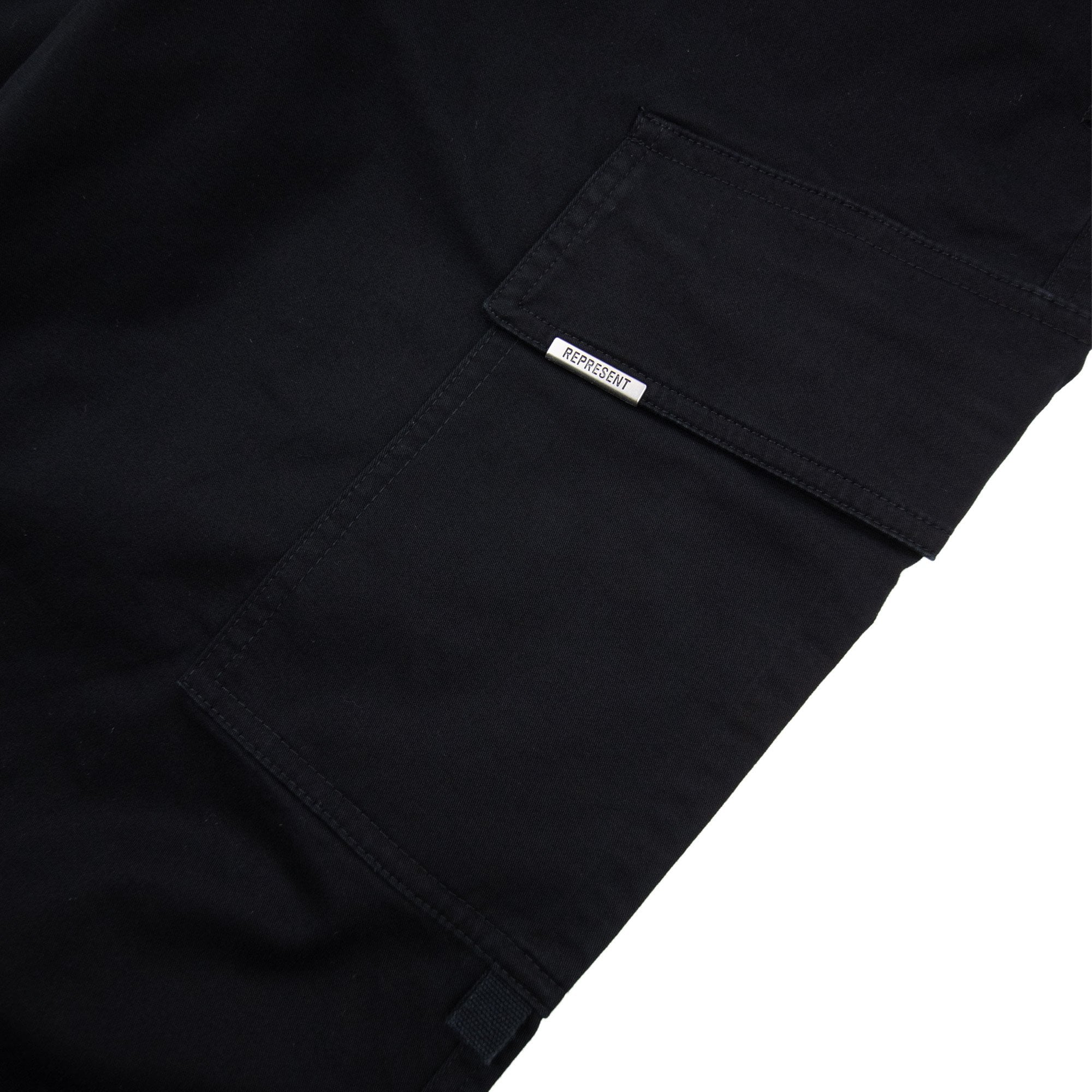 Represent Cuffed Cargo Pants Black