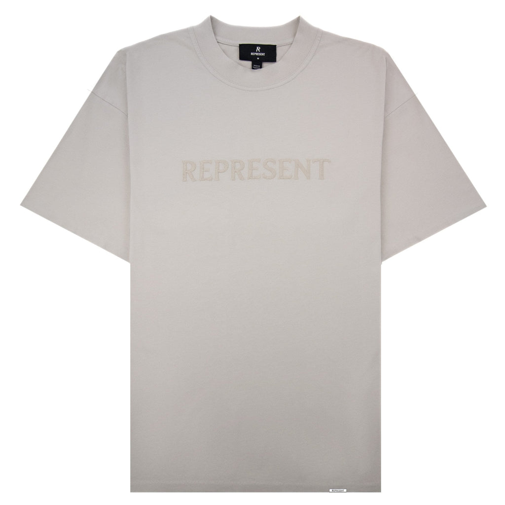 Represent Embroidered Serif Logo T Shirt Concrete 25