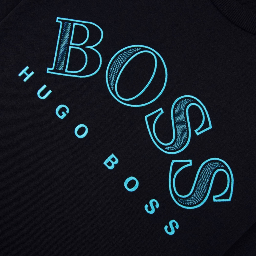 Hugo Boss Sweatshirt With Embroidered Curved Logo Black