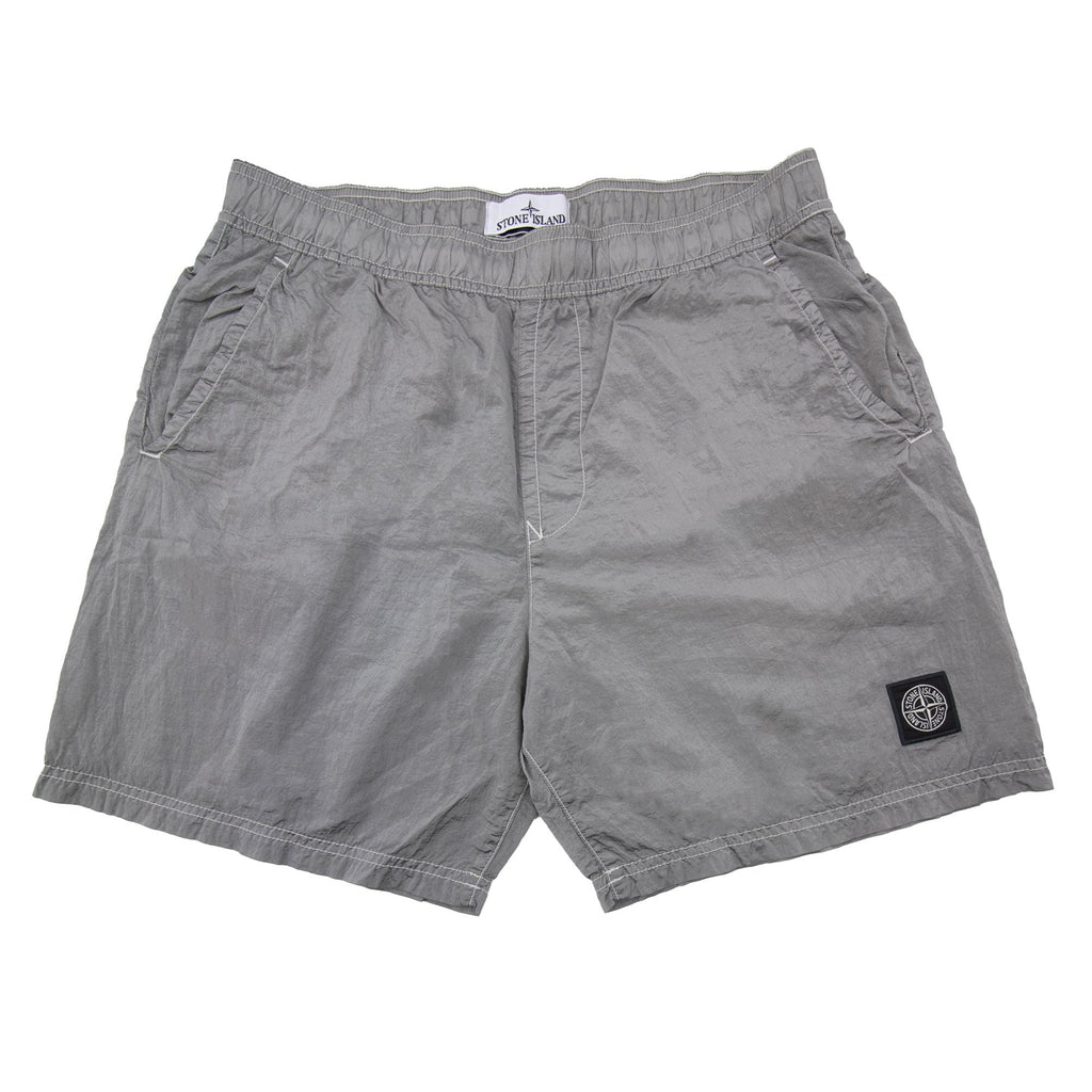 Stone Island B100009 Nylon Metal Mid Length Swim Trunks Pearl Grey V0061