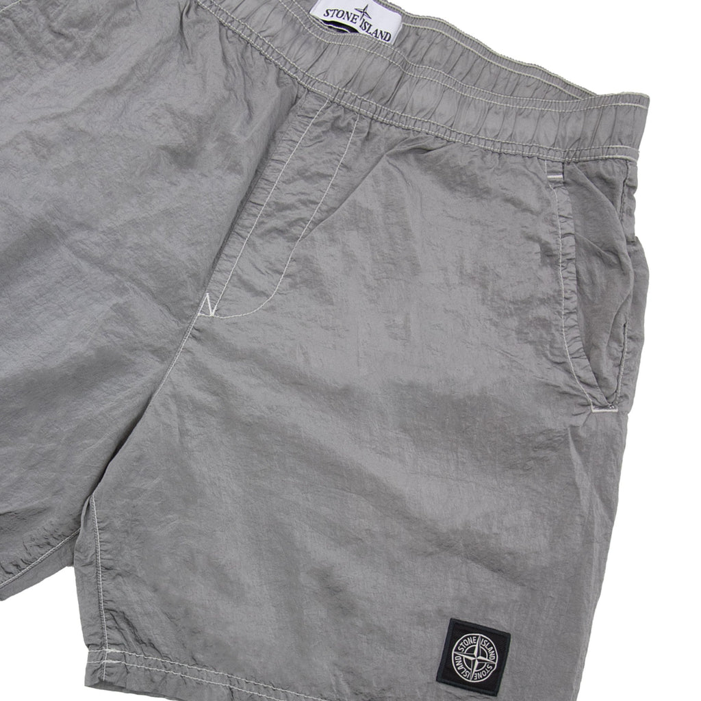 Stone Island B100009 Nylon Metal Mid Length Swim Trunks Pearl Grey V0061