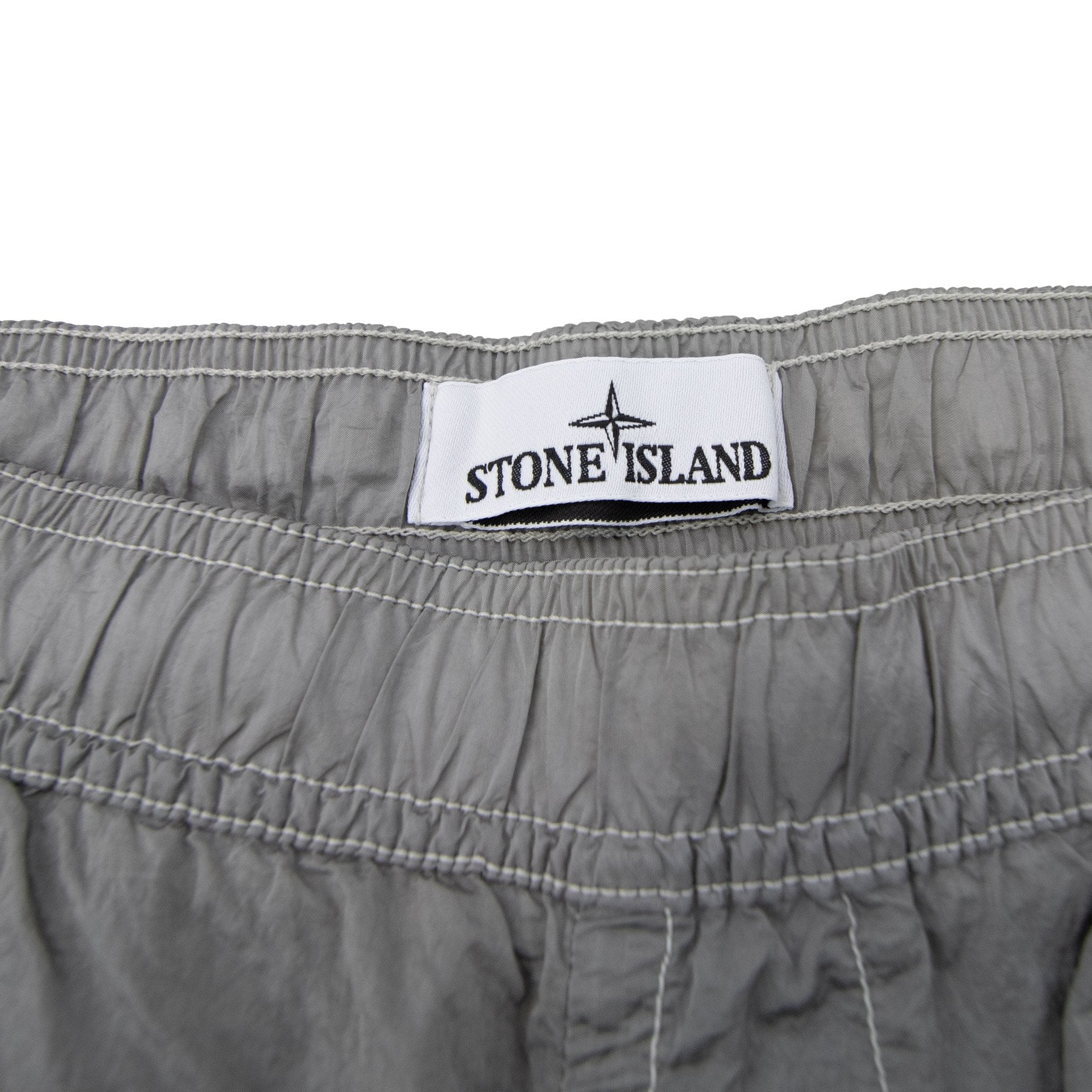 Stone Island B100009 Nylon Metal Mid Length Swim Trunks Pearl Grey V0061