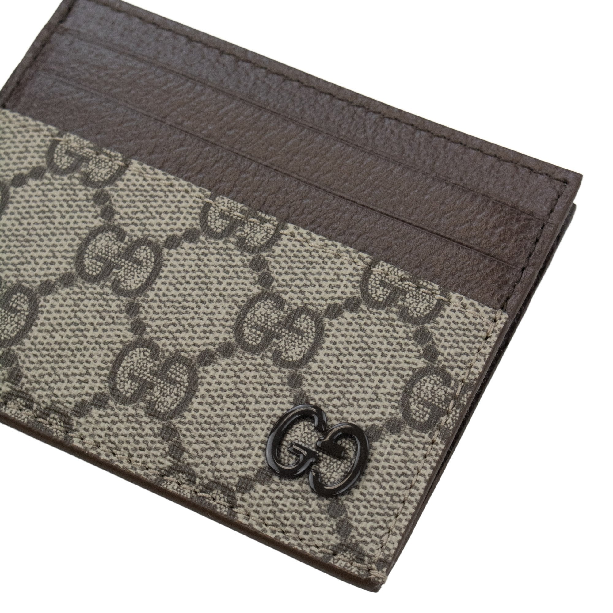 Gucci Bi-colour Card Case With Gg Detail Beige