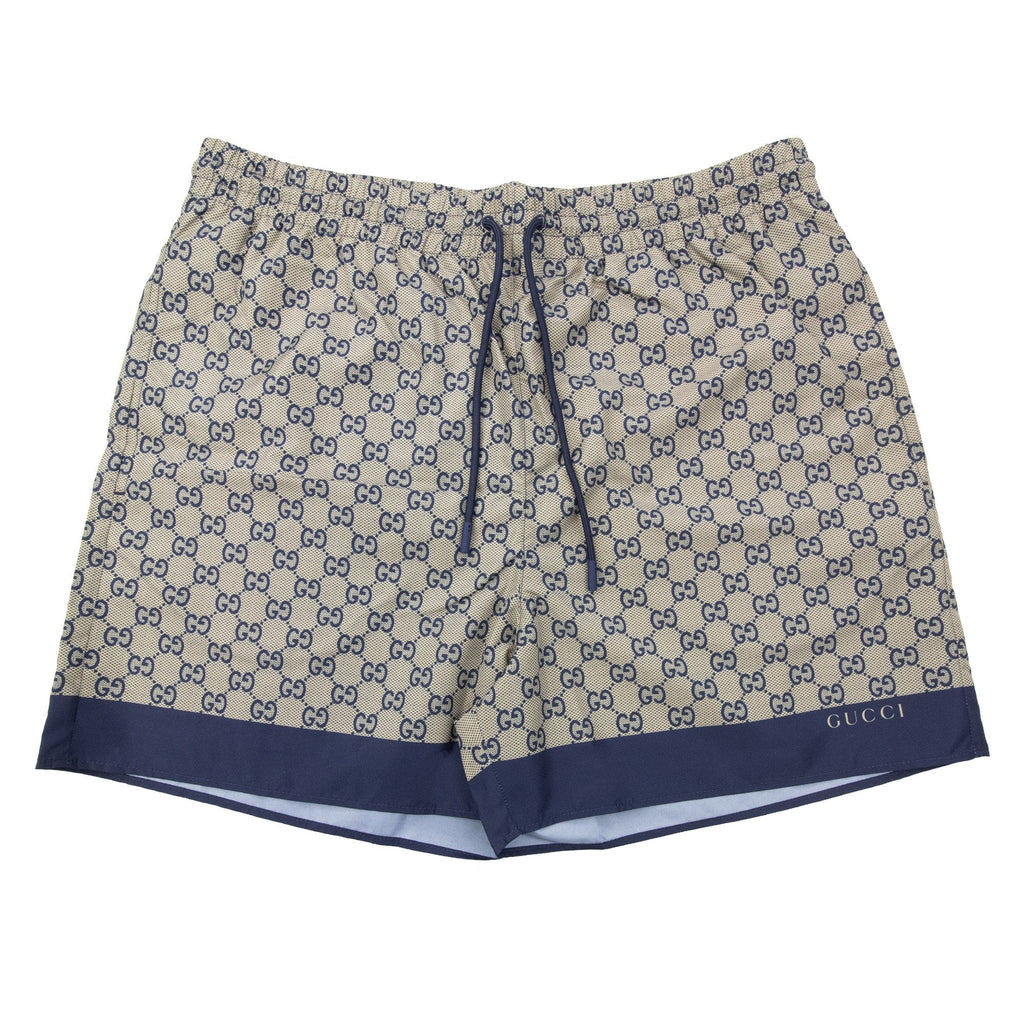 Gucci Gg Printed Poplin Tech Swim Shorts Beige