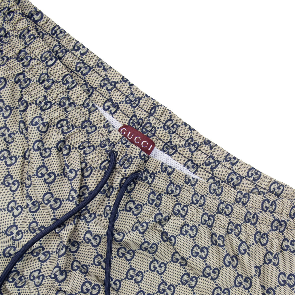 Gucci Gg Printed Poplin Tech Swim Shorts Beige