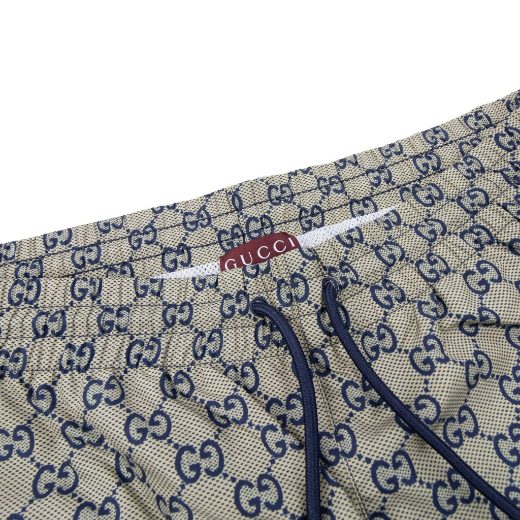Gucci Gg Printed Poplin Tech Swim Shorts Beige