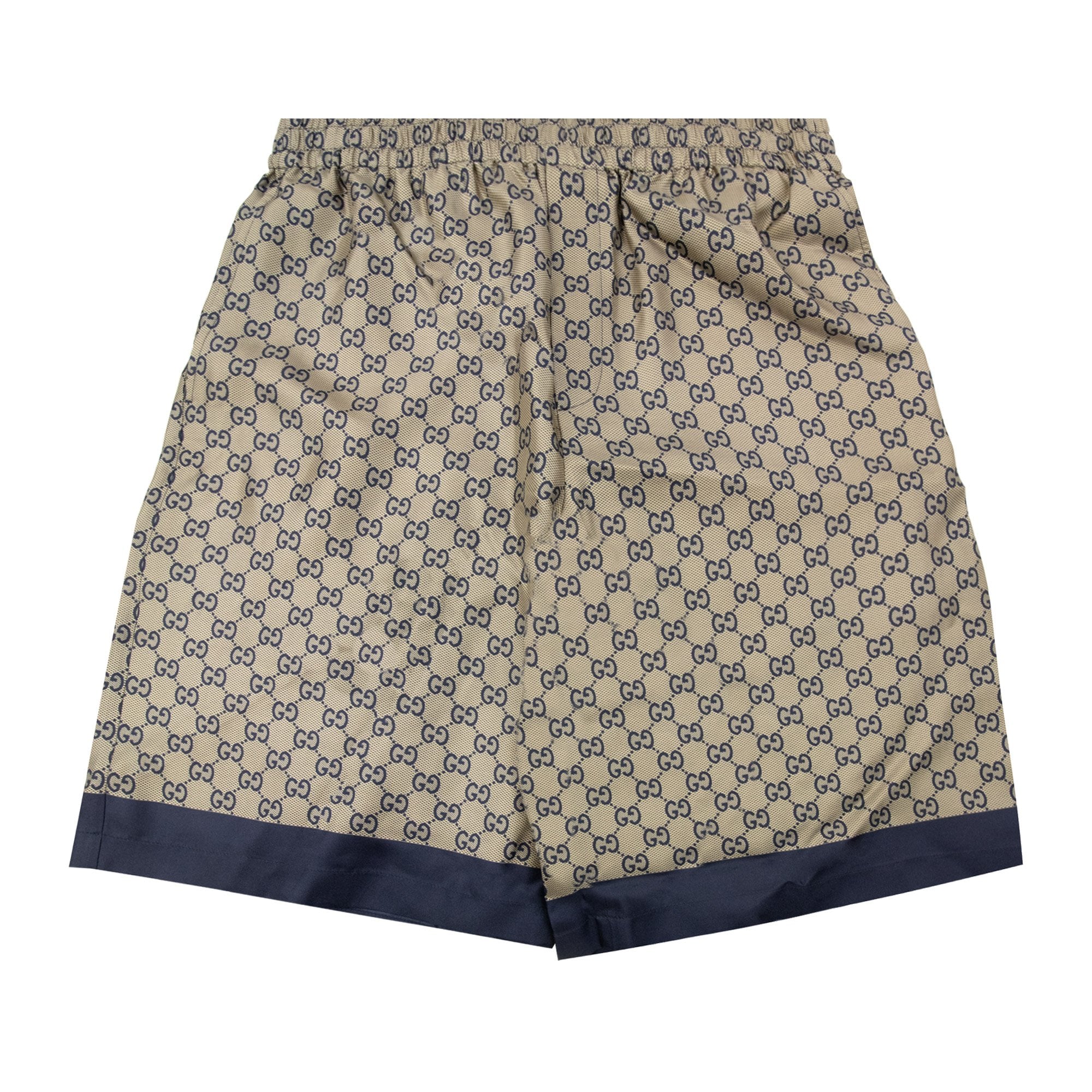 Gucci All Over Gg Print Silk Shorts Beige