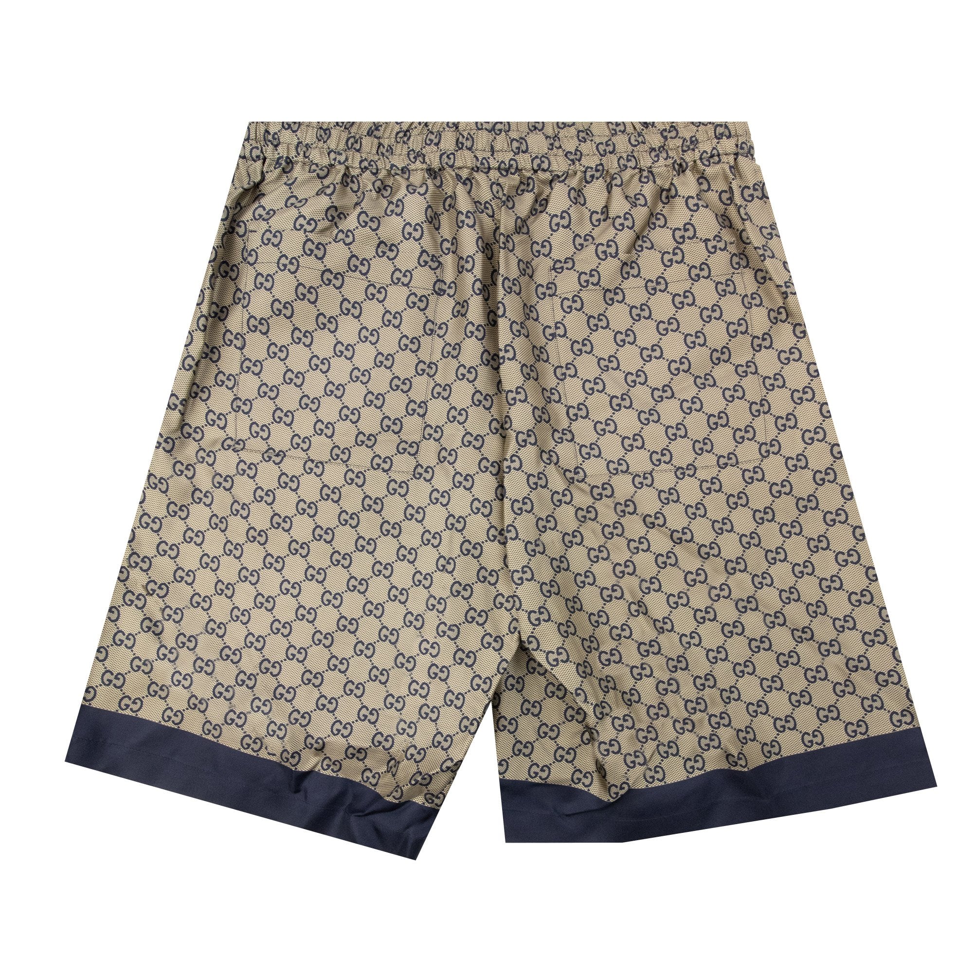 Gucci All Over Gg Print Silk Shorts Beige