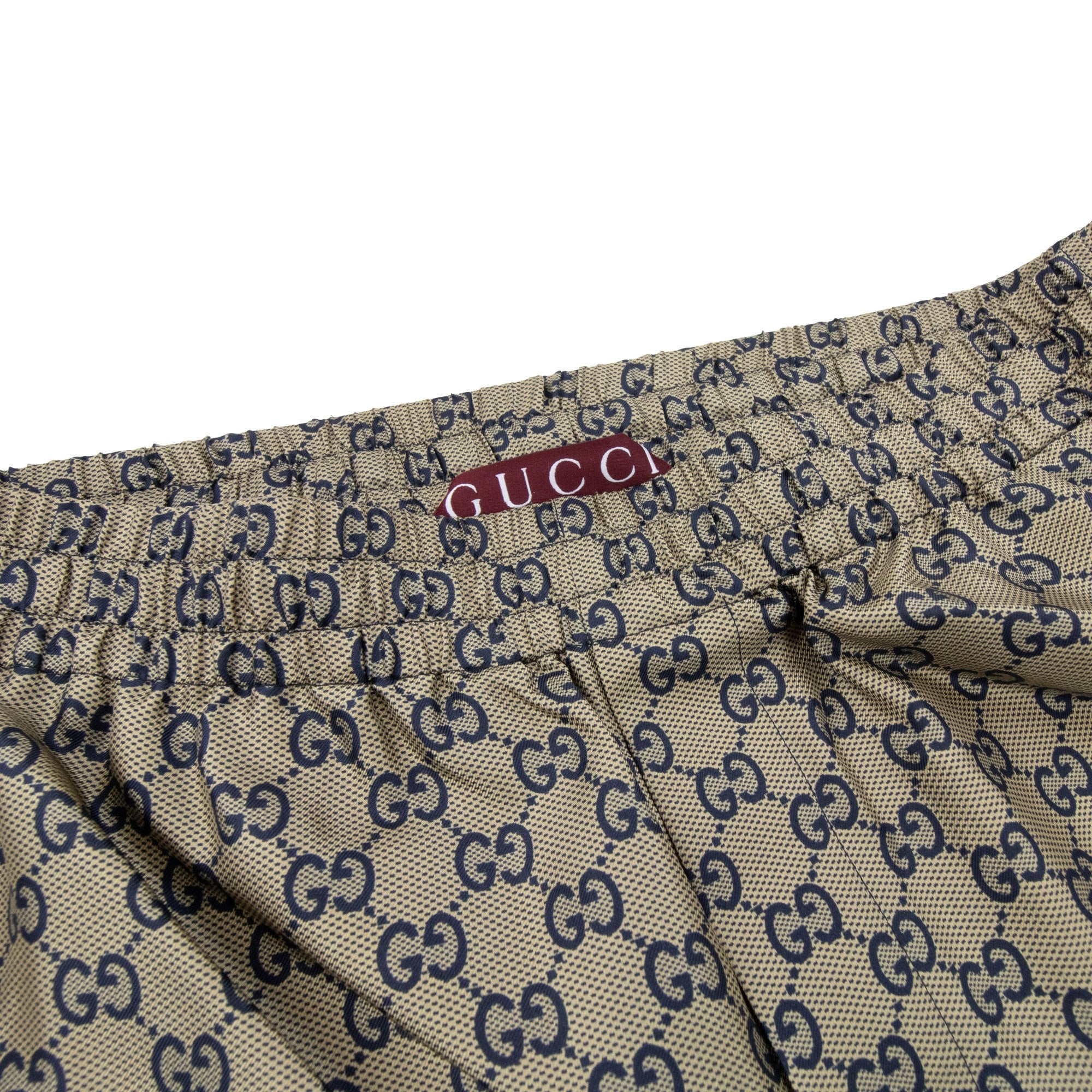 Gucci All Over Gg Print Silk Shorts Beige