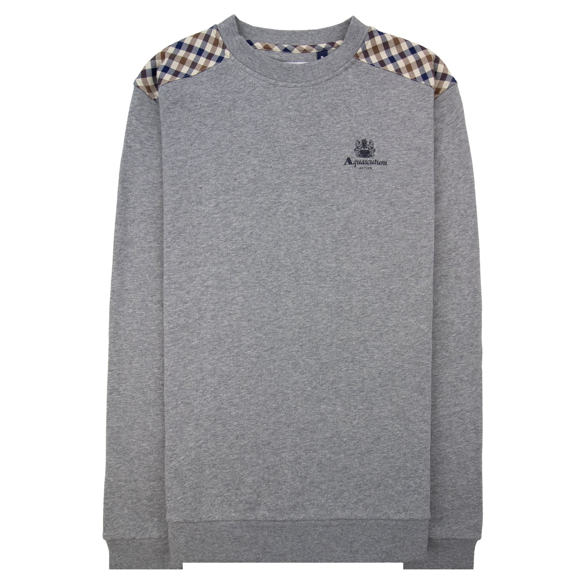 Aquascutum Cc Shoulder Crewneck Fleece Dark Grey Melange 53