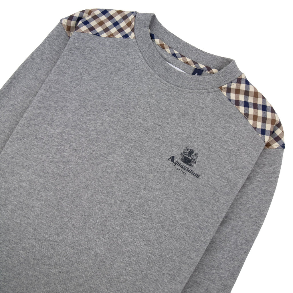 Aquascutum Cc Shoulder Crewneck Fleece Dark Grey Melange 53