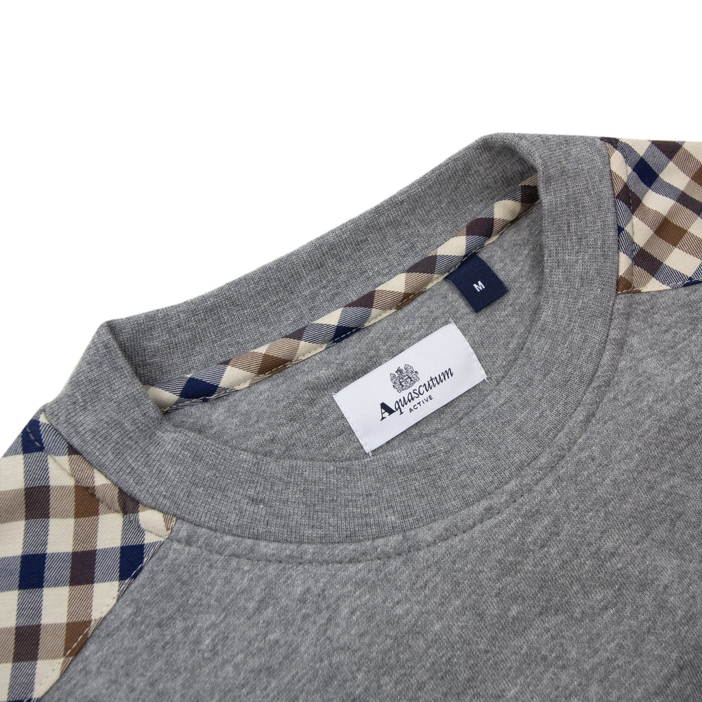 Aquascutum Cc Shoulder Crewneck Fleece Dark Grey Melange 53