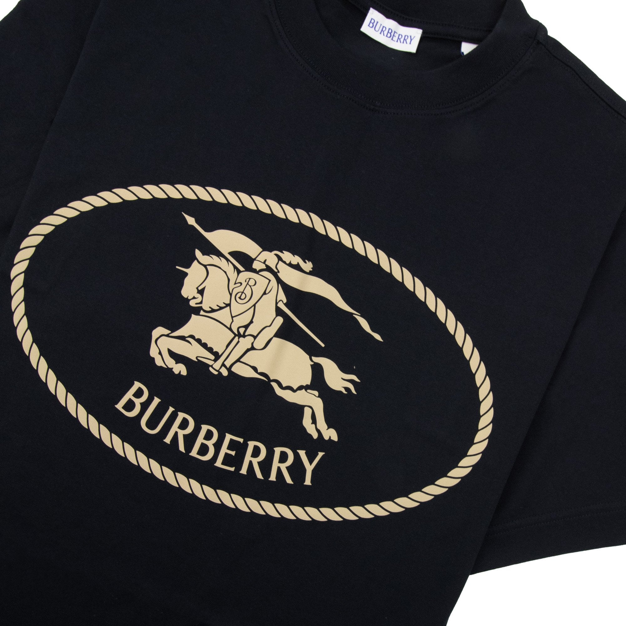 Burberry Knight Stamp Cotton T Shirt Black