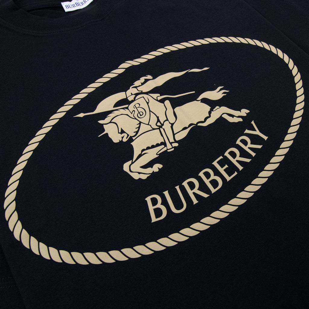 Burberry Knight Stamp Cotton T Shirt Black