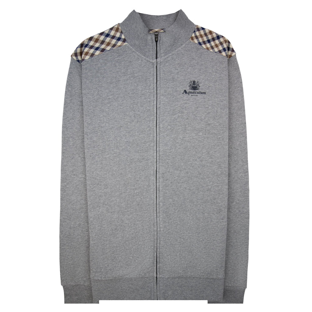 Aquascutum Cc Shoulder Fz Fleece Funnel Neck Dark Grey Melange 53