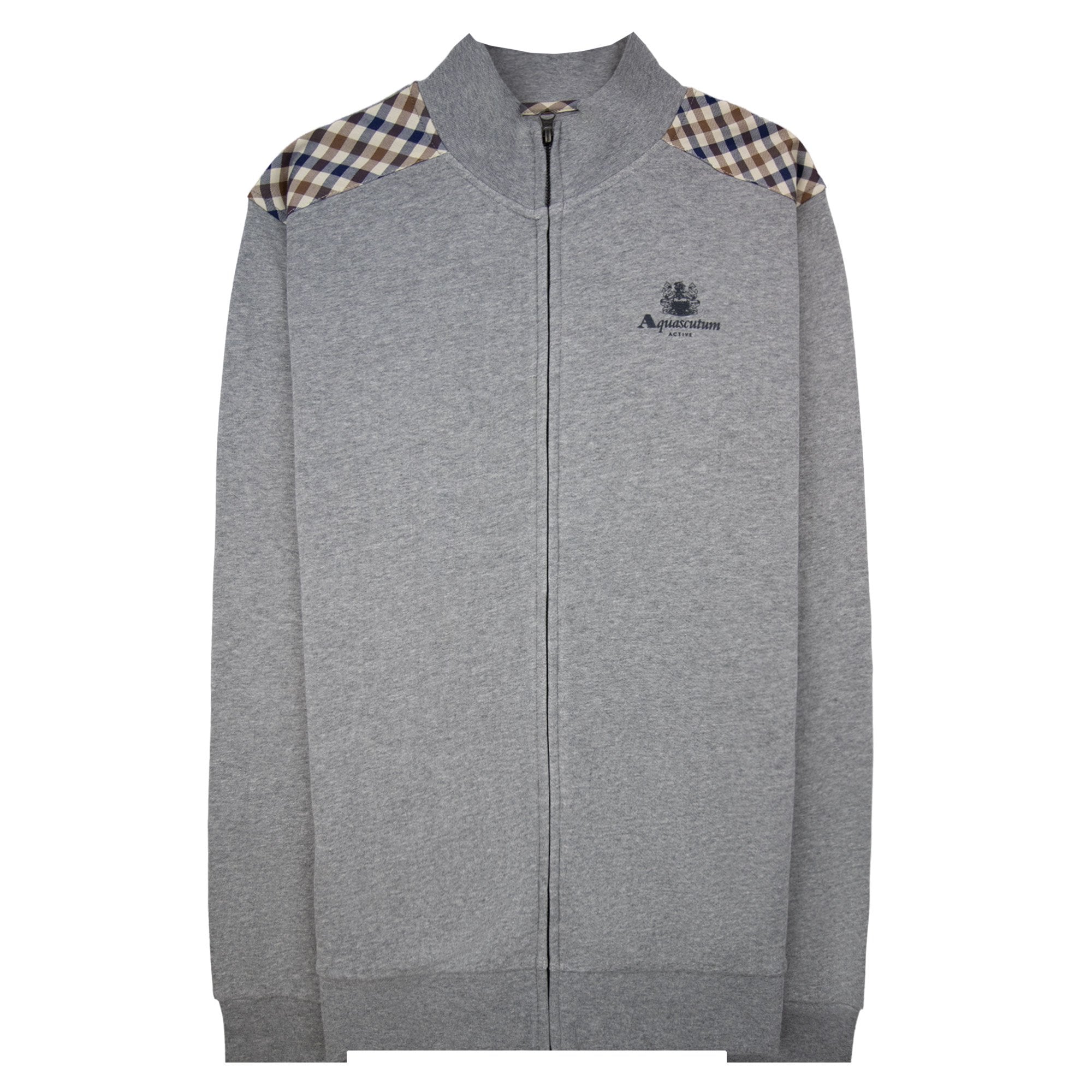 Aquascutum Cc Shoulder Fz Fleece Funnel Neck Dark Grey Melange 53