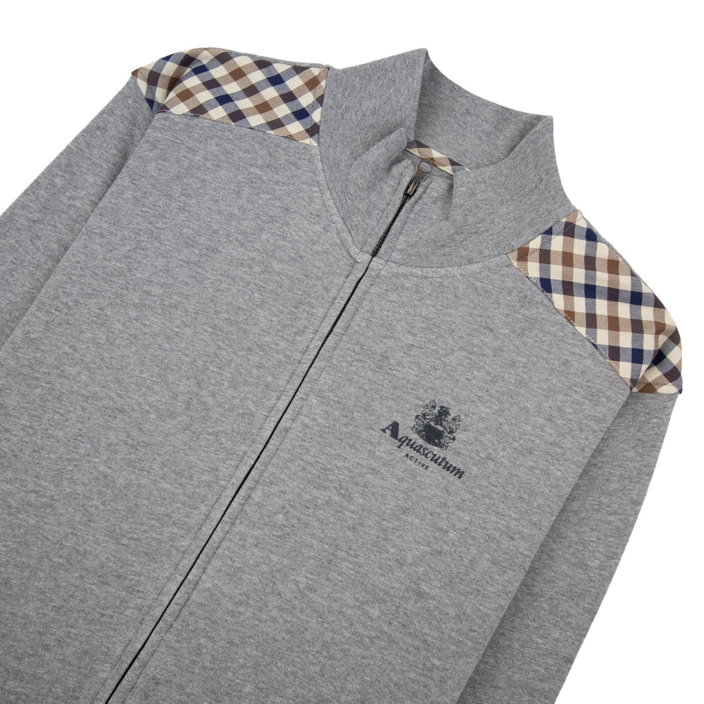 Aquascutum Cc Shoulder Fz Fleece Funnel Neck Dark Grey Melange 53