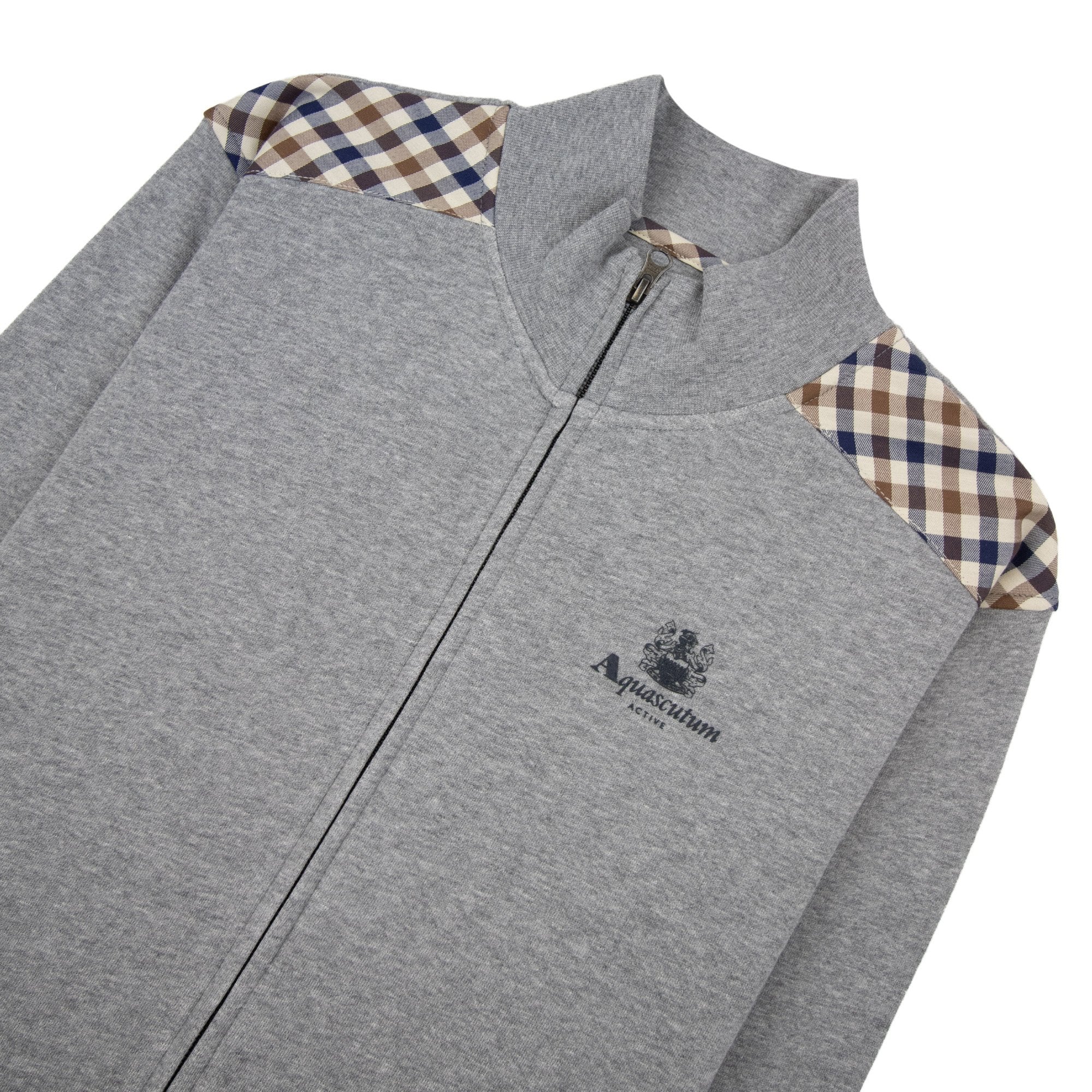 Aquascutum Cc Shoulder Fz Fleece Funnel Neck Dark Grey Melange 53