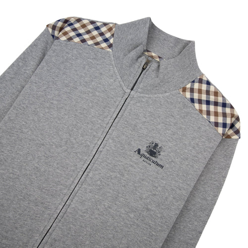 Aquascutum Cc Shoulder Fz Fleece Funnel Neck Dark Grey Melange 53