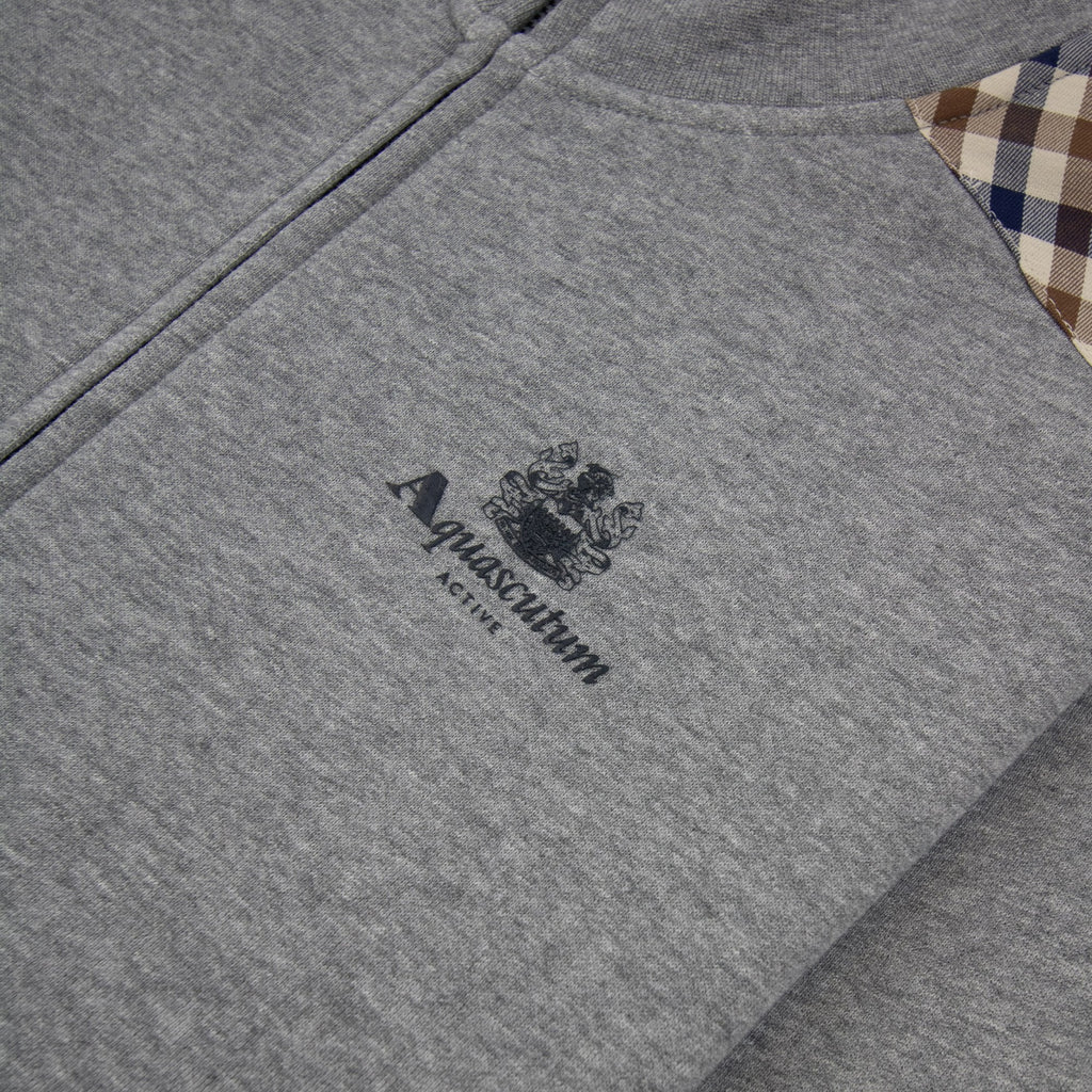Aquascutum Cc Shoulder Fz Fleece Funnel Neck Dark Grey Melange 53